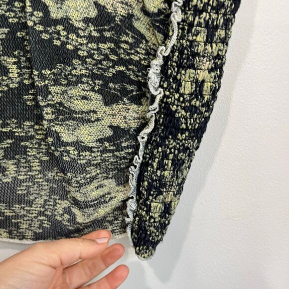 Free People Oh My Baby Ruched Animal Print Cropped Sheer Top Size XL - Picture 8 of 11